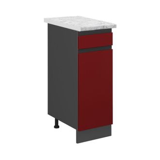 Vicco Mueble Bajo De Cocina R-line, Rojo, 30 Cm Et M&aacute;rmol