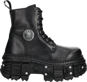New Rock Enkellaarsjes - Dames - Veterlaarzen - Zwart - 40 EU - Schoenen