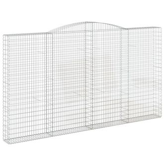 Berkfield Home Decorative Arched Gabion Baskets 2 pcs 400x30x220/240 cm Galvanis in Silver
