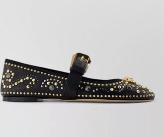 Versace leather ankle strap ballerina shoes