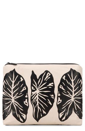 Aloha Collection Mid Kalo Water Resistant Zip Pouch in Black/Sandstone at Nordstrom