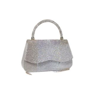 Generic Elegant Evening Clutch Bag with Crystal Rhinestone Design, Sparkly Handbag for Women, Party Wedding Formal Events, Available in Black, Red, Green, Sil