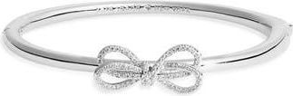 Kate Spade New York pav&eacute; bow meets girl bangle bracelet in Clear/silver at Nordstrom Rack