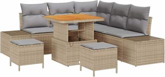 vidaXL Conjunto De Sof&aacute; De Jard&iacute;n 8 Pcs Beige Polirat&aacute;n Vidaxl