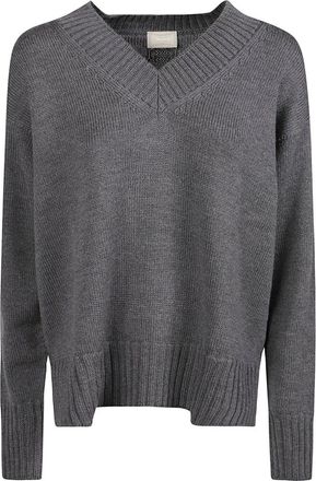 Drumohr L5Mn 481L Over V-Neck Trui - Dames - V-hals truien - Grijs - S - Wol - Truien & Vesten