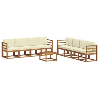 vidaXL Conjunto De Sof&aacute;s De Exterior Con Coj&iacute;n 9 Pcs Natural Y Crema Vidaxl