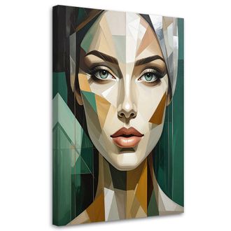 Feeby Cuadro Sobre Lienzo, Abstracci&oacute;n Mujer En Verde, 80x120