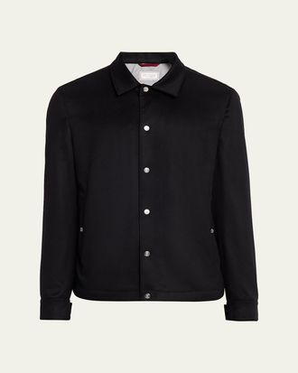 Brunello Cucinelli Mens Cashmere Snap-Front Blouson Jacket
