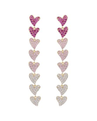 Eyecandy LA Eye Candy La Luxe Collection 18K Plated Cz Rainbow Heart Earrings