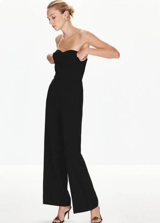 Mango Tuta senza spalline increspature nero - Donna - XXS - MANGO