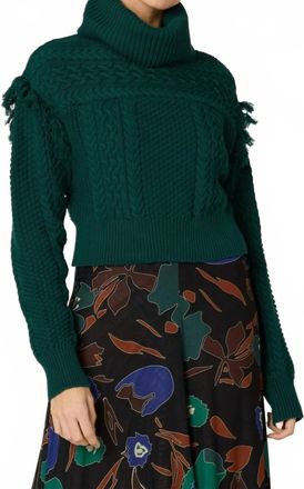 Cleobella Haven High-Neck Sweater In Forest Green