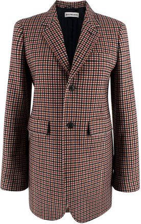 Balenciaga Plaid Single Breasted Wool Blazer Size XXS