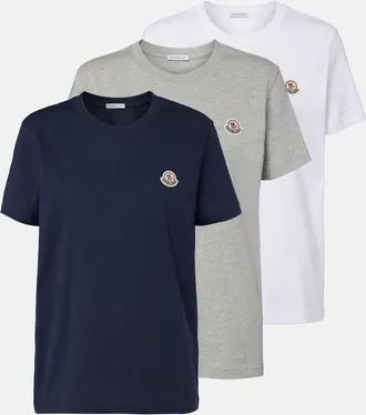 Moncler Set of three cotton jersey T-shirts