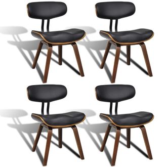 vidaXL Vidaxl - Sillas De Comedor 4 Unidades Madera Curvada Y Cuero Artificial