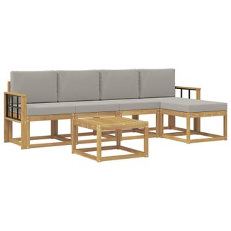 vidaXL Conjunto De Sof&aacute;s De Exterior 6 Pcs Blanco Y Gris Claro Vidaxl