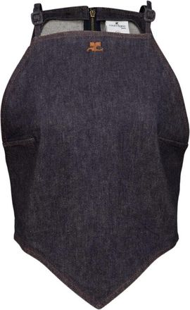 Courr&egrave;ges Pointy Denim Tank Top - Dames - Tops zonder mouwen - Blauw - M - Denim - Tops