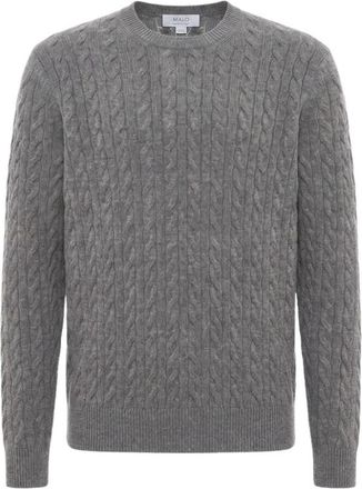Malo Round-neck Truien - Heren - Cashmere truien - Grijs - M - Truien & Vesten