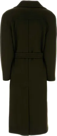 Stella McCartney Womens Bottle Green Wool Coat Darkkhaki F: Cupro T1: Cappotti