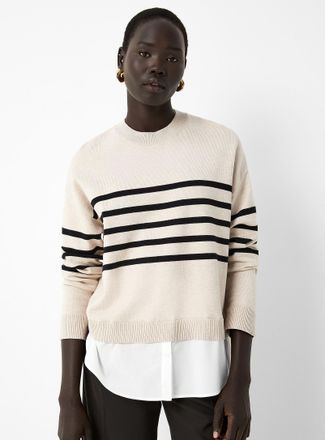 Contemporaine Womens Poplin insert loose sweater