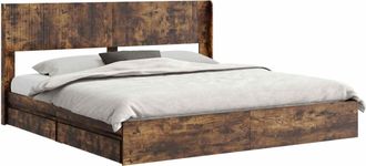 vidaXL Estructura De Cama Con Almacenamiento Y Cabecero Roble Ahumado Vidaxl