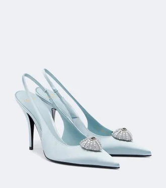 Valentino Garavani Coeur Royal satin slingback pumps