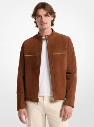 Michael Kors Suede Double-Zip Racer Jacket