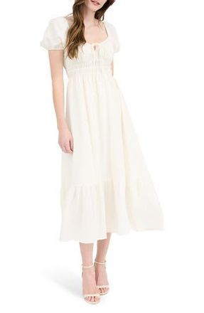 August Sky Puff Sleeve Midi Dress in Ivory at Nordstrom Rack, Size Medium
