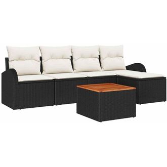 vidaXL Vidaxl - Conjunto De Sof&aacute; De Jard&iacute;n 6 Pcs Negro, Blanco