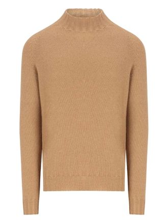 Tagliatore Maglione a coste in cashmere a collo alto - Marrone