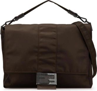 Fendi Pre-owned Handbags, female, Brown, Size: ONE SIZE Pre-owned Nylon Messenger Bag