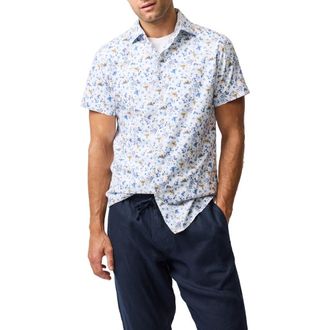 Rodd & Gunn Dunsirk Short Sleeve Button-Up Shirt in Mist at Nordstrom Rack, Size Xx-Large