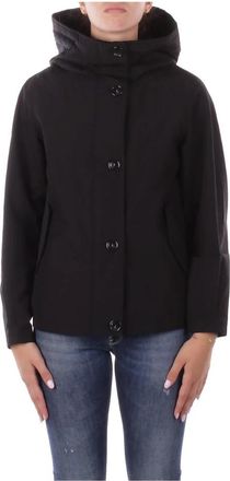 Woolrich Zwarte jas met binnenste vest en capuchon - Dames - Zomerjassen - Zwart - M - Katoen - Jassen