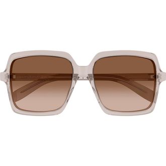 Saint Laurent 56mm Gradient Square Sunglasses in Beige at Nordstrom