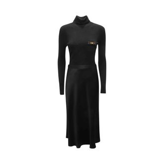 Elisabetta Franchi Maxi Dresses, female, Black, Size: 2XL Am-06B-56E2 Knitted Dress