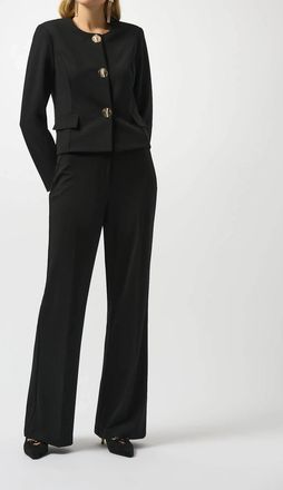 Joseph Ribkoff Pull On Mid-Rise Flared Trouser Pant In Black