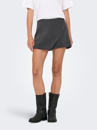 Only Hosenrock ONLY ONLMIST-YASMINE WRAP SKORT TLR NOOS, Damen, Gr. 34, dunkelgrau melange, Web, Obermaterial: 72% Polyester, 22% Viskose, 6% Elasthan, uni