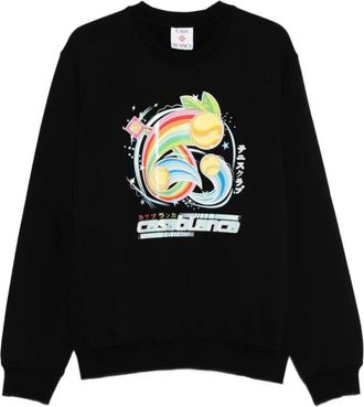 Casablanca Stijlvolle katoenen sweatshirt in zwart - Heren - Sweatshirts - Zwart - M - Katoen - Hoodies & sweatvesten