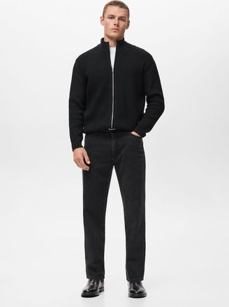 Mango Cardigan maglia coste zip nero - Uomo - XXL - MANGO MAN