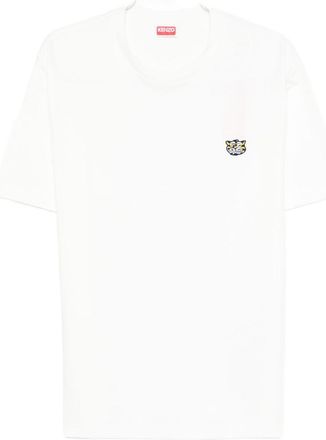 Kenzo White T-Shirt In Cotton With Tiger Patch