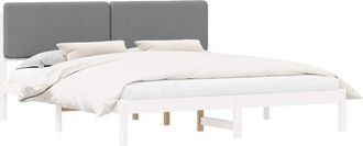 vidaXL Bed Frame with Upholstered Headboard Light Grey 200 x 200 cm vidaXL