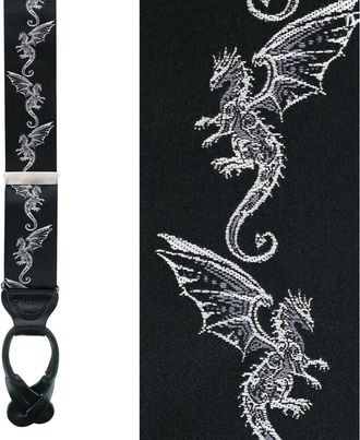 Trafalgar Store Guardian of Freedom Dragon Silk Button End Suspenders in Black at Nordstrom