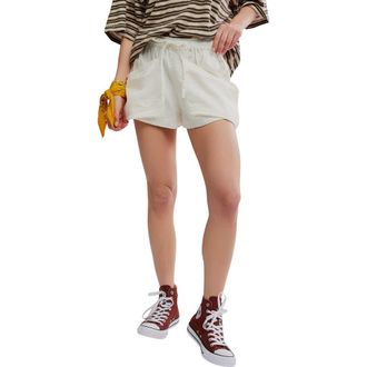 Free People Good Fortune Linen & Cotton Shorts in Sugar Swizzle at Nordstrom, Size X-Large