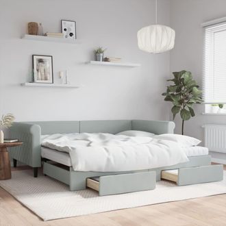 vidaXL Sof&aacute; Cama Nido Con Cajones Terciopelo Gris Claro 100x200 Cm Vidaxl
