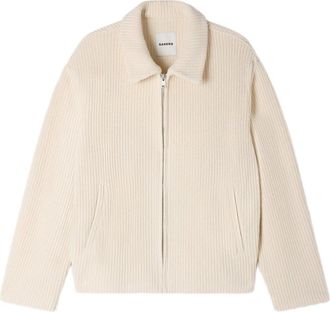 Sandro Knit-effect regular-collar jacket in Ecru at Nordstrom, Size X-Small