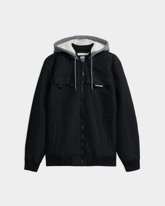 Ecko Triple Threat faux shearling Bomber Jacket in Black at Nordstrom, Size X-Large