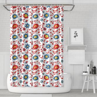 OEM Cortina De Ducha Pioneer Flower Con Estampado Floral, 182 Cm X 182 Cm, Juego De Cortina De Ducha Para Ba&ntilde;o Con 12 Ganchos, Impermeable Y Lavable