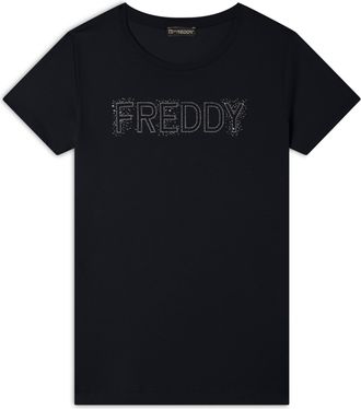 Freddy T-Shirt in jersey modal con Logo Strass