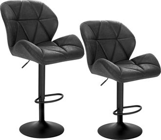 Woltu Woltu - 2x Taburete De Bar Con Respaldo Sillas De Bar Regulables En Altura Con Asiento Acolchado Pu Sillas Giratorias Muebles Cocina Silla De Comedor 