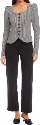 Fifteen Twenty Frannie Puff Sleeve Top In Houndstooth