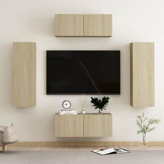 Berkfield Home 4 Piece TV Cabinet Set Sonoma Oak Engineered Wood in Brown
